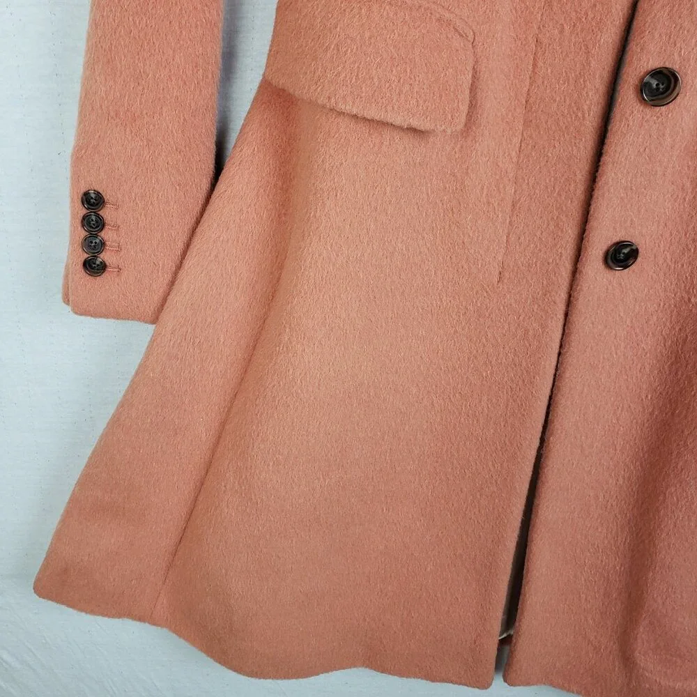 J CREW Collection Wool Alpaca Coat Classic Preppy size 2 Peach A-line Peplum - Picture 10 of 13